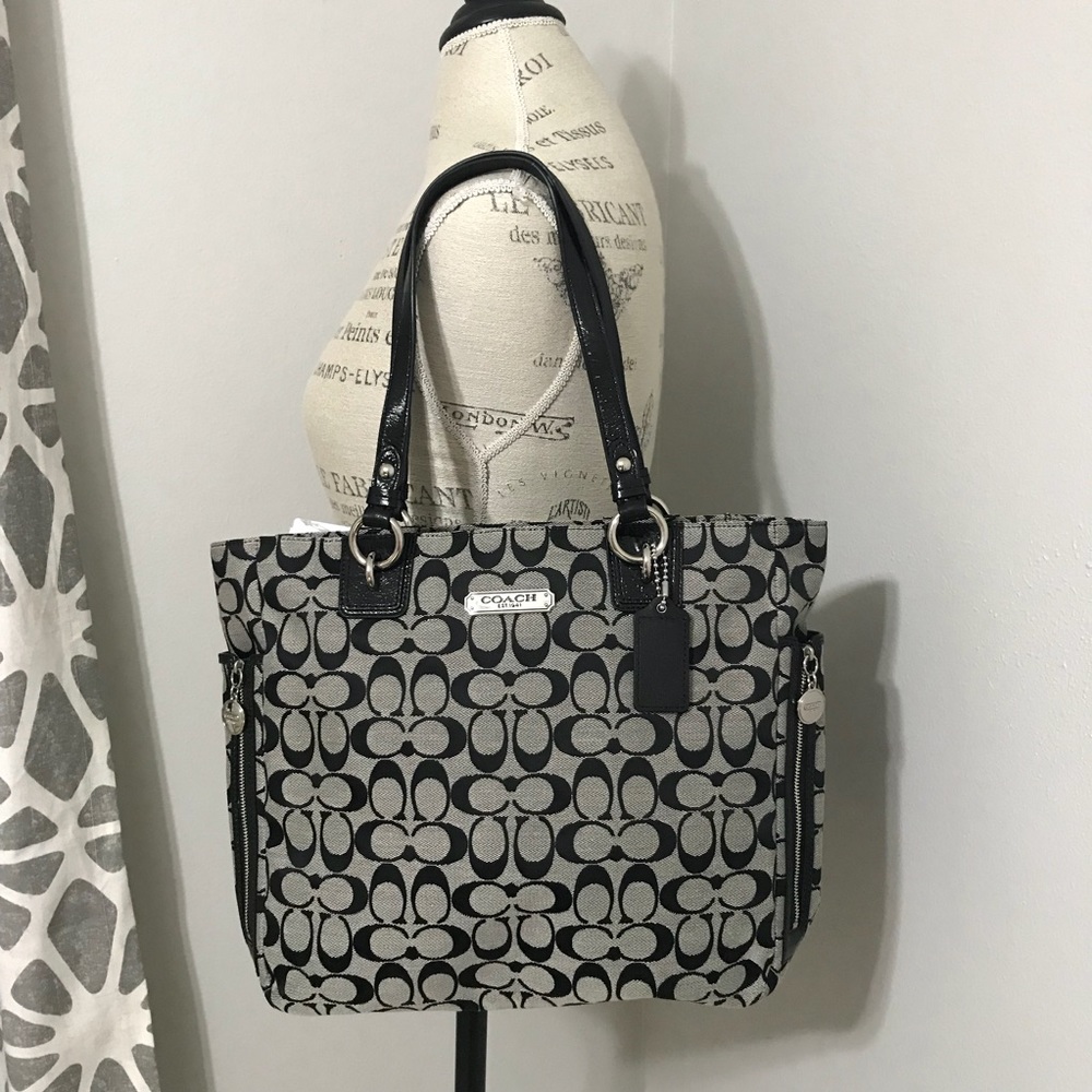 Black and gray Coach bag